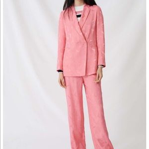 Maje Satiny Jacquard double-breasted jacket and trouser